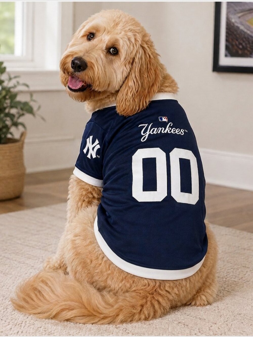 NWT New York Yankees Pet Jersey Blue/White Sz L